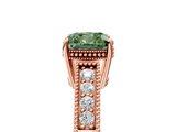 Rose gold Fancy Green Cushion  Cut Milgrain Channel Set Engagement Ring with Solitaire Prong Setting_81