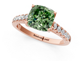 Rose gold Fancy Green Cushion  Cut Pavé Band Solitaire Ring with Four-Prong Setting_41