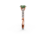 Rose gold Fancy Green Cushion  Cut Pavé Band Solitaire Ring with Four-Prong Setting_42