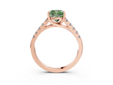 Rose gold Fancy Green Cushion  Cut Pavé Band Solitaire Ring with Four-Prong Setting_43