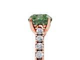 Rose gold Fancy Green Cushion  Cut Pavé Band Solitaire Ring with Four-Prong Setting_45
