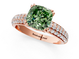 Rose gold Fancy Green Cushion  Cut Pave Diamond Engagement Ring with Channel Set Band and Four-Prong Setting_21