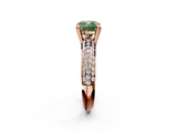 Rose gold Fancy Green Cushion  Cut Pave Diamond Engagement Ring with Channel Set Band and Four-Prong Setting_22