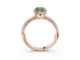 Rose gold Fancy Green Cushion  Cut Pave Diamond Engagement Ring with Channel Set Band and Four-Prong Setting_23