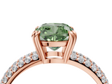 Rose gold Fancy Green Cushion  Cut Pave Diamond Engagement Ring with Channel Set Band and Four-Prong Setting_24