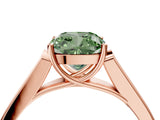 Rose gold Fancy Green Cushion Cut Solitaire Cathedral Diamond Engagement Ring with Channel-Set Band and Four-Prong Setting_7