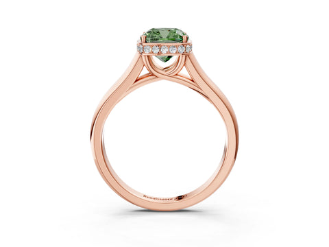 Rose gold Fancy Green Cushion Cut Solitaire Diamond Engagement Ring with Four-Prong Setting and Tapered Band_3