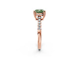 Rose gold Fancy Green Cushion Cut Solitaire Diamond Engagement Ring with Pavé Band and Six-Prong Setting_14