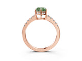 Rose gold Fancy Green Cushion Cut Solitaire Diamond Engagement Ring with Pavé Band and Six-Prong Setting_15