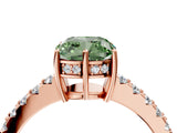 Rose gold Fancy Green Cushion Cut Solitaire Diamond Engagement Ring with Pavé Band and Six-Prong Setting_16