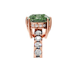 Rose gold Fancy Green Cushion Cut Solitaire Diamond Engagement Ring with Pavé Band and Six-Prong Setting_17