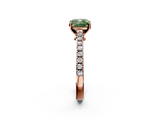 Rose gold Fancy Green Cushion  Cut Solitaire Diamond Engagement Ring with Pave Band and Four-Prong Setting_130