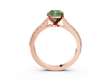Rose gold Fancy Green Cushion  Cut Solitaire Diamond Engagement Ring with Pave Band and Four-Prong Setting_131