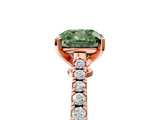 Rose gold Fancy Green Cushion  Cut Solitaire Diamond Engagement Ring with Pave Band and Four-Prong Setting_133