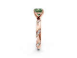 Rose gold Fancy Green Cushion Cut Solitaire Diamond Engagement Ring with Twisted Pave Band and Four-Prong Setting_5