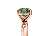 Rose gold Fancy Green Cushion Cut Solitaire Diamond Engagement Ring with Twisted Pave Band and Four-Prong Setting_8