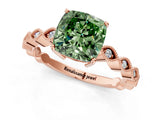 Rose gold Fancy Green Cushion Cut Solitaire Diamond Ring with Infinity Twist Band and Four-Prong Setting_13