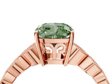 Rose gold Fancy Green Cushion Cut Solitaire Diamond Ring with Infinity Twist Band and Four-Prong Setting_16