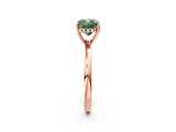 Rose gold Fancy Green Cushion Cut Solitaire Diamond Ring with Prong Setting and Plain Band_2