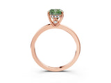 Rose gold Fancy Green Cushion Cut Solitaire Diamond Ring with Prong Setting and Plain Band_3