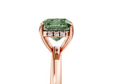 Rose gold Fancy Green Cushion Cut Solitaire Diamond Ring with Prong Setting and Plain Band_5