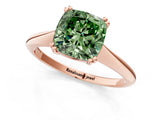 Rose gold Fancy Green Cushion Cut Solitaire Diamond Ring with Six-Prong Setting and Classic Band_13