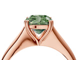 Rose gold Fancy Green Cushion Cut Solitaire Diamond Ring with Six-Prong Setting and Classic Band_16