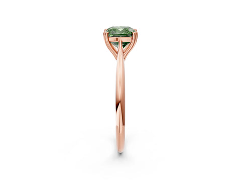 Rose gold Fancy Green Cushion Cut Solitaire Diamond Ring with Six-Prong Setting and Classic Band_2