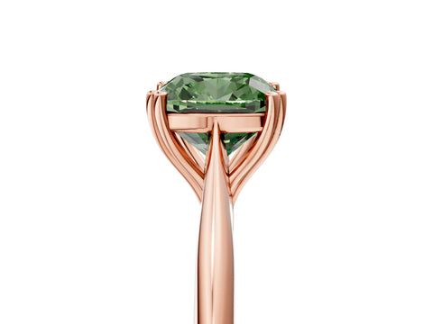 Rose gold Fancy Green Cushion Cut Solitaire Diamond Ring with Six-Prong Setting and Classic Band_5