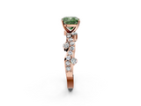 Rose gold Fancy Green Cushion  Cut Solitaire Diamond Twisted Band with Pave Setting_66