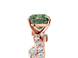 Rose gold Fancy Green Cushion  Cut Solitaire Diamond Twisted Band with Pave Setting_69