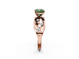 Rose gold Fancy Green Cushion  Cut Solitaire Diamond with Side Stones on Criss-Cross Band and Four-Prong Setting_5