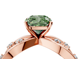 Rose gold Fancy Green Cushion  Cut Solitaire Diamond with Side Stones on Criss-Cross Band and Four-Prong Setting_7