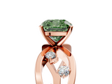 Rose gold Fancy Green Cushion  Cut Solitaire Diamond with Side Stones on Criss-Cross Band and Four-Prong Setting_8