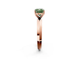 Rose gold Fancy Green Cushion  Cut Solitaire Engagement Ring with Flat Band and Four-Prong Setting 2