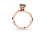 Rose gold Fancy Green Cushion  Cut Solitaire Engagement Ring with Flat Band and Four-Prong Setting 3