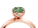 Rose gold Fancy Green Cushion  Cut Solitaire Engagement Ring with Flat Band and Four-Prong Setting 4