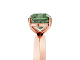 Rose gold Fancy Green Cushion  Cut Solitaire Engagement Ring with Flat Band and Four-Prong Setting 5
