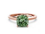 Rose gold Fancy Green Cushion  Cut Solitaire Engagement Ring with Four-Prong Setting and Classic Band_20