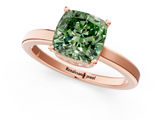 Rose gold Fancy Green Cushion  Cut Solitaire Engagement Ring with Four-Prong Setting on a Classic Band_21