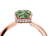 Rose gold Fancy Green Cushion  Cut Solitaire Engagement Ring with Four-Prong Setting on a Classic Band_24