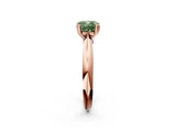 Rose gold Fancy Green Cushion  Cut Solitaire Engagement Ring with Tapered Band and Four-Prong Setting 3