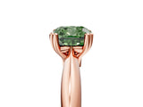 Rose gold Fancy Green Cushion  Cut Solitaire Engagement Ring with Tapered Band and Four-Prong Setting