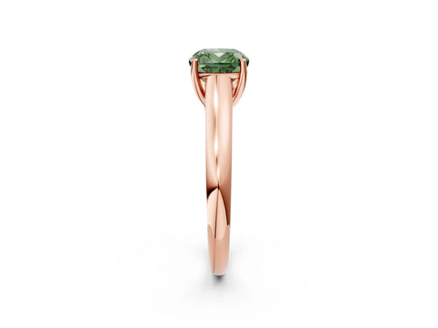 Rose gold Fancy Green Cushion Cut Solitaire Engagement Ring with Tapered Band and Four-Prong Setting_5