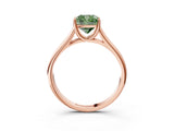 Rose gold Fancy Green Cushion Cut Solitaire Engagement Ring with Tapered Band and Four-Prong Setting_6