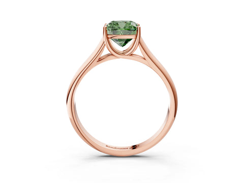 Rose gold Fancy Green Cushion Cut Solitaire Engagement Ring with Tapered Band and Four-Prong Setting_6