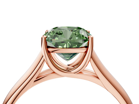 Rose gold Fancy Green Cushion Cut Solitaire Engagement Ring with Tapered Band and Four-Prong Setting_7