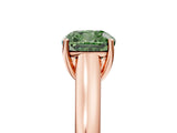 Rose gold Fancy Green Cushion Cut Solitaire Engagement Ring with Tapered Band and Four-Prong Setting_8