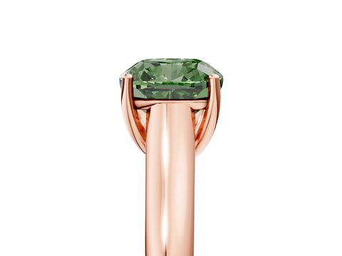 Rose gold Fancy Green Cushion Cut Solitaire Engagement Ring with Tapered Band and Four-Prong Setting_8