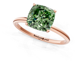 Rose gold Fancy Green Cushion  Cut Solitaire Engagement Ring with Thin Band and Four-Prong Setting_4